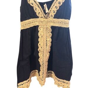 Xhilaration Navy blue and Cream Lace Trim Tank Top